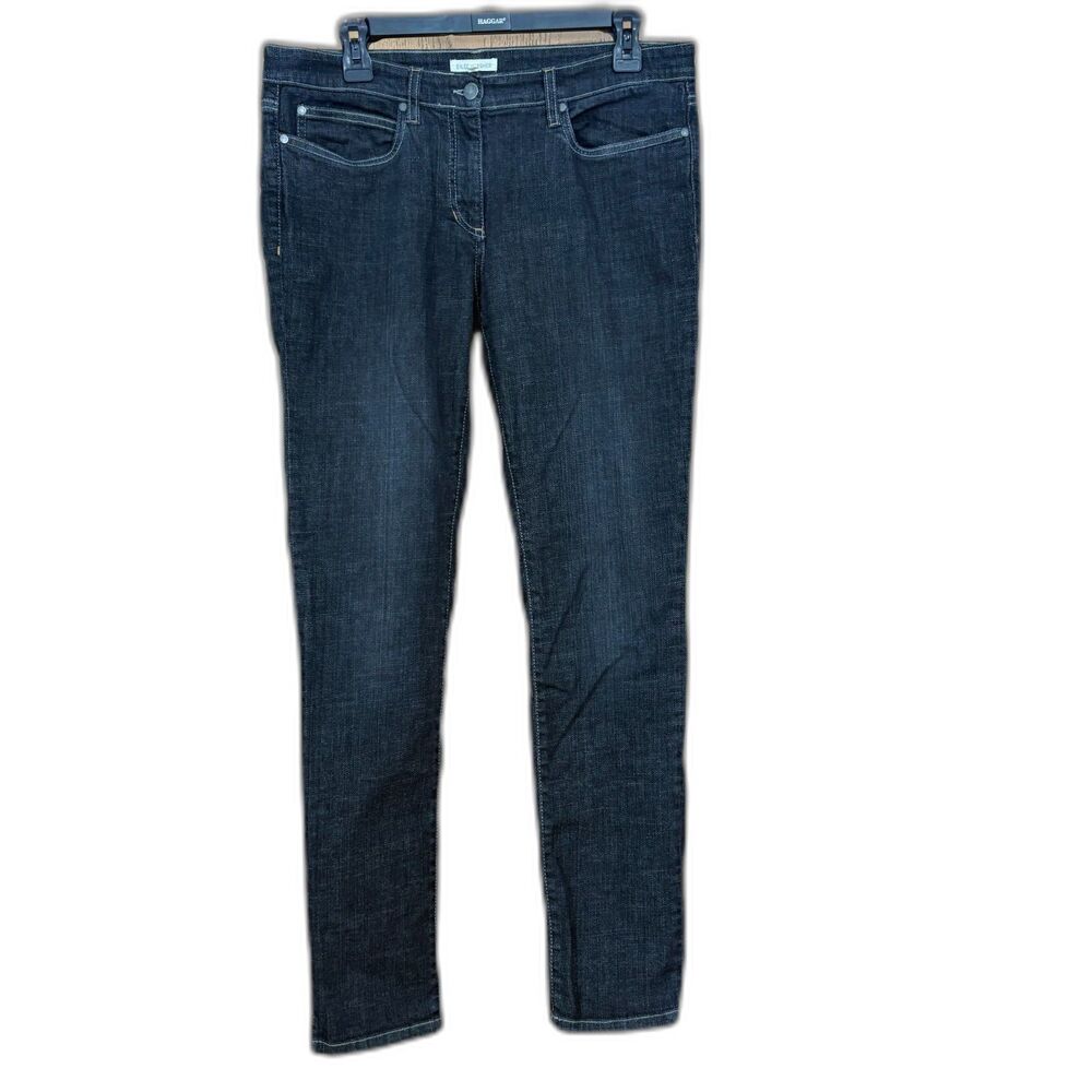 Eileen Fisher Mid-Rise Slim Straight Jeans - Dark Wash - Size 12 / M
